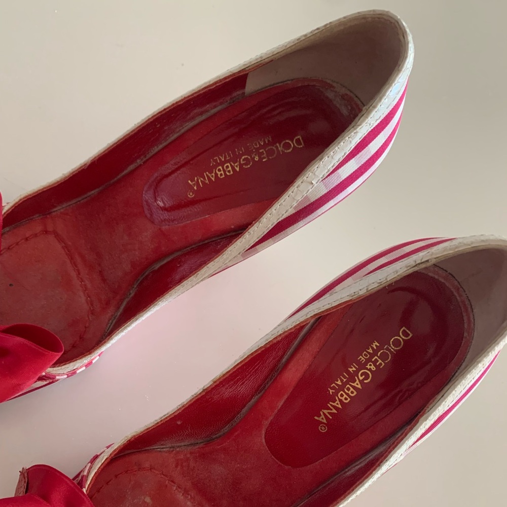 DOLCE & GABBANA Shoes Red Checkered with Bow size 37 - Picture 4 of 14